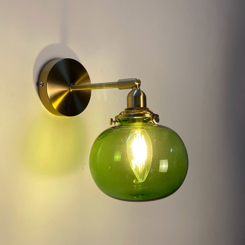 Round Ball Glass Brass Wall Lamp