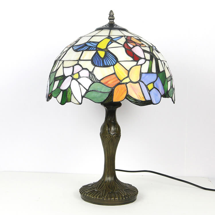 Floral Stained Glass Dome Table Lamp