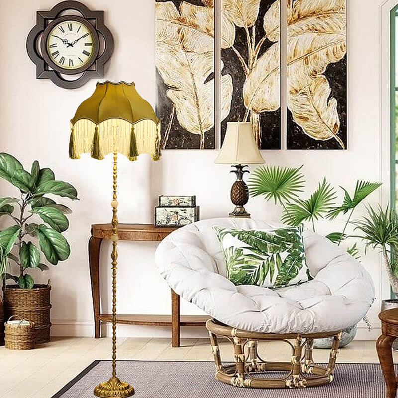 Brass Umbrella Tassels Living Floor Lamp