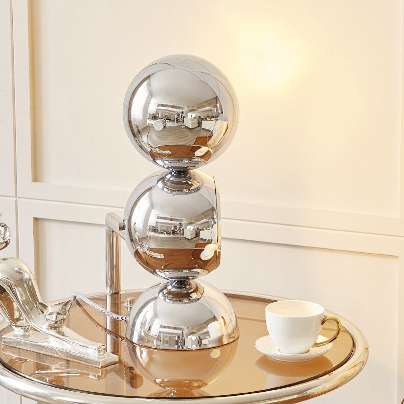 Chrome Metal Orb 1/2/3 2-Light Table Lamp