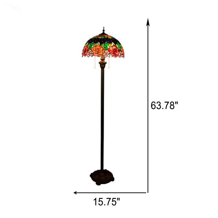 Tiffany Vintage Roses Stained 2-Light Floor Lamp