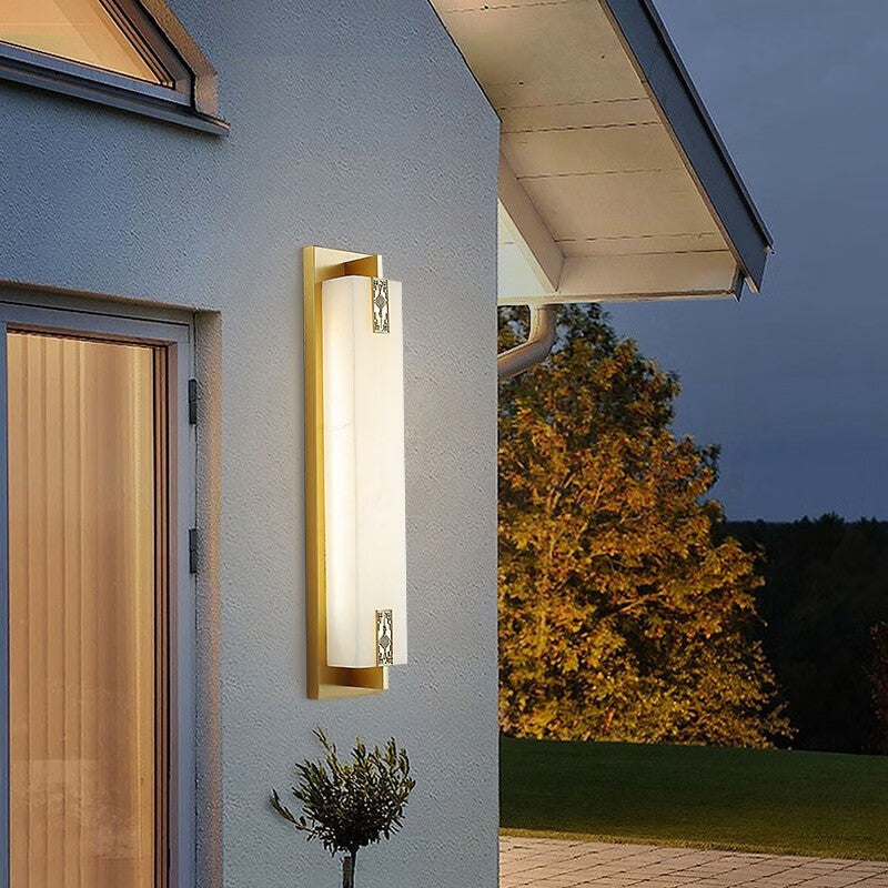 Rectangular Copper Marble Patio Outdoor Light