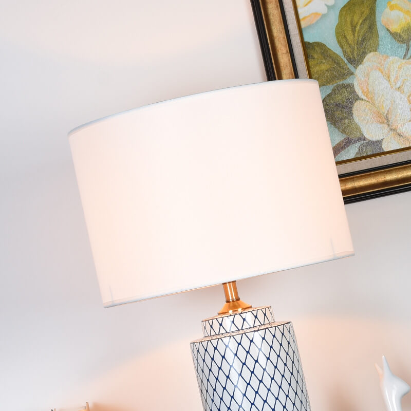 Ceramic Cylinder Fabric Table Lamp