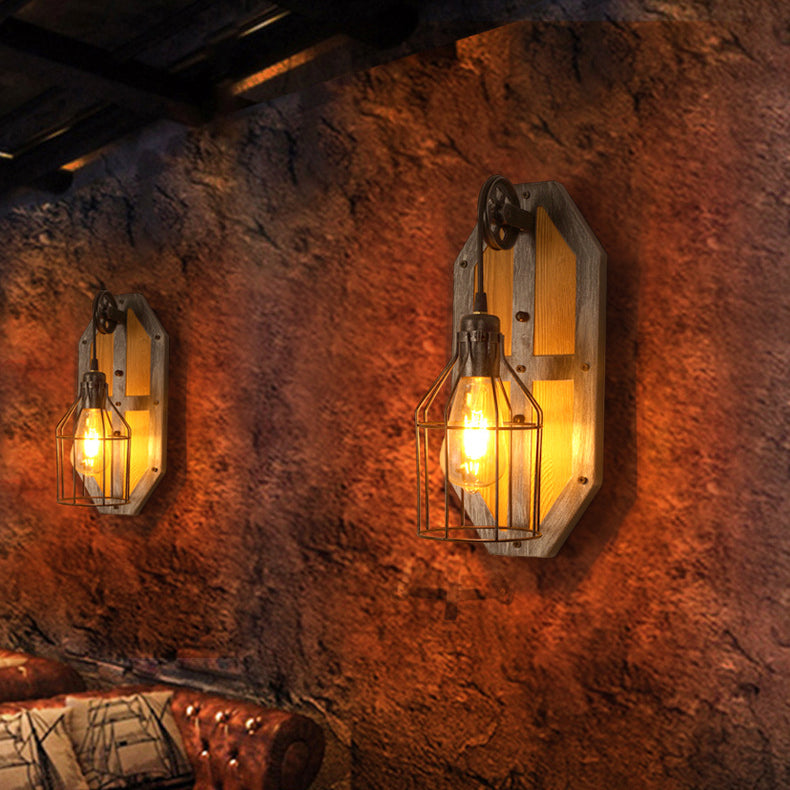 Wood Cage Wall Lamp