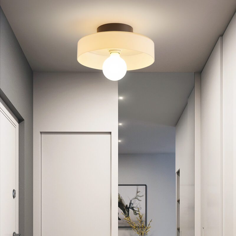 Round Plate Iron Glass Wall Lamp