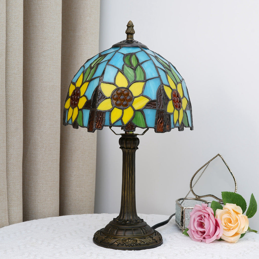 Resin Glass Dome Sunflower Table Lamp