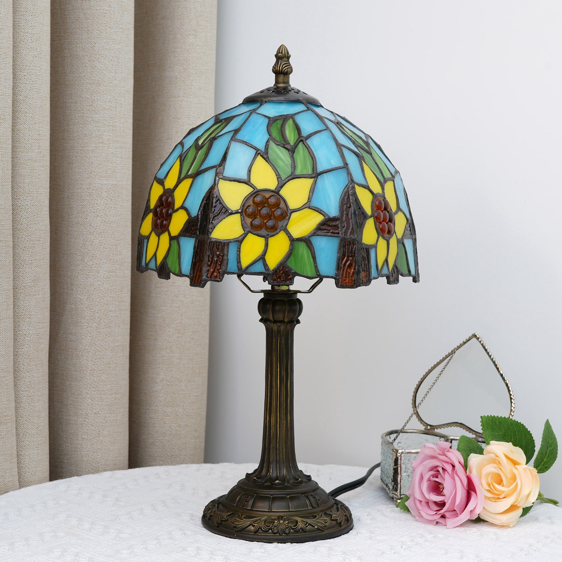 Resin Glass Dome Sunflower Table Lamp