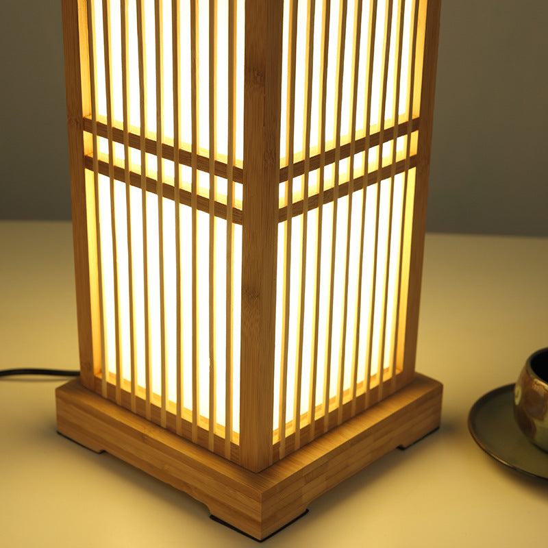 Wooden Square Column Table Lamp