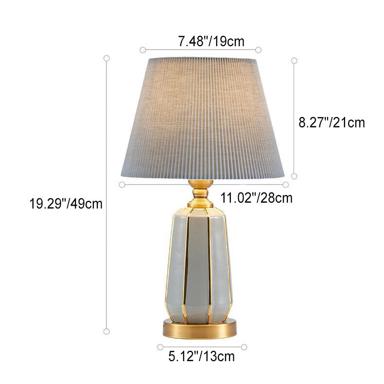Gray Ceramic Linen Table Lamp