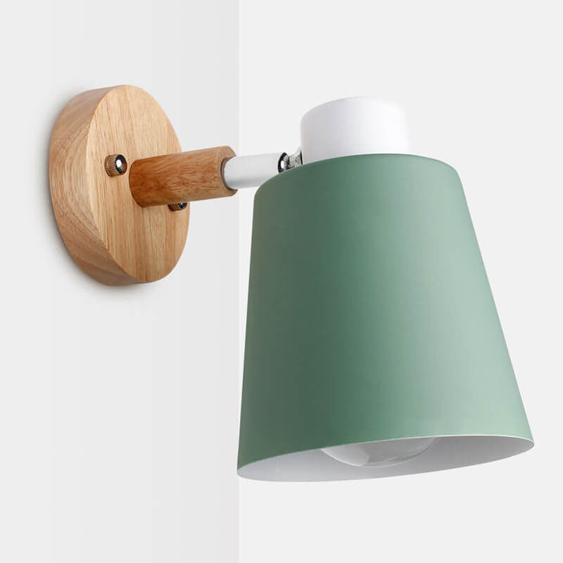 Solid Color Iron Wood Wall Lamp