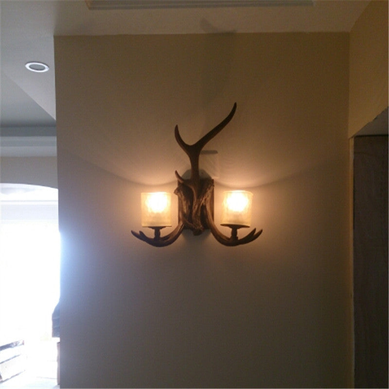 Resin Iron Antler 1/2 Wall Lamp