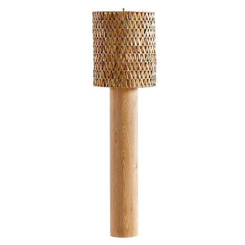 Wood Rattan Woven Long Floor Lamp