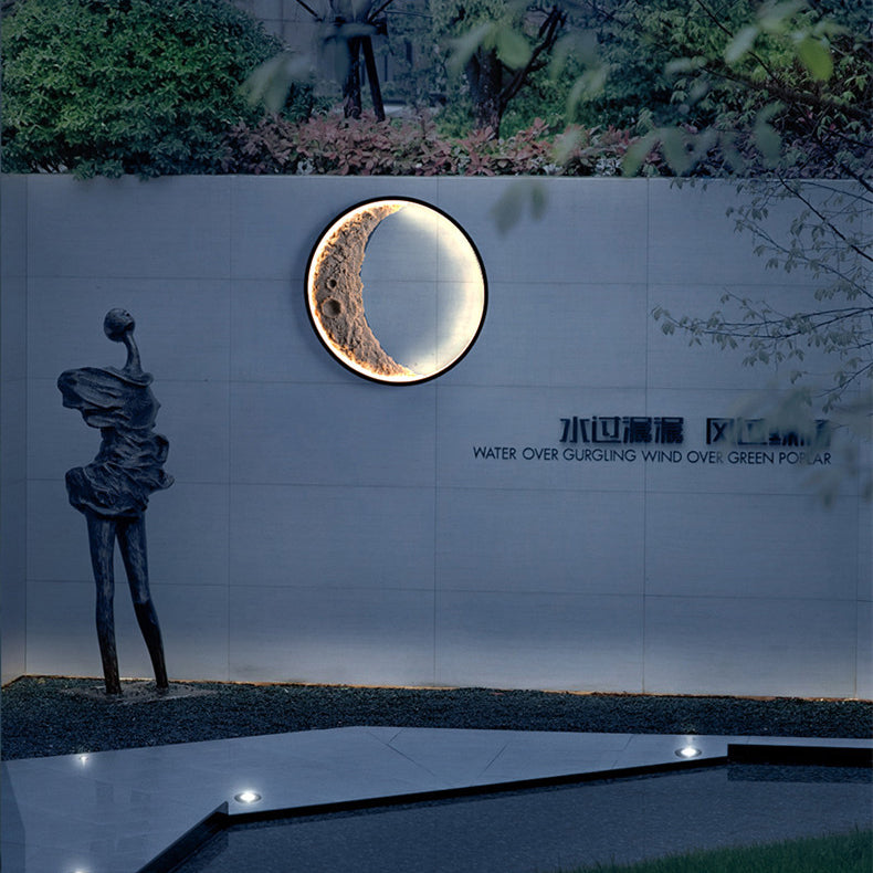 Round Metal Resin Bedroom Wall Lamp