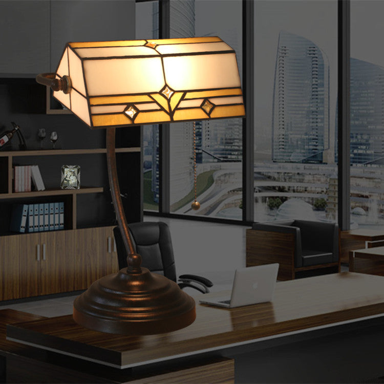 Plaid Trapezoidal Stained Glass Table Lamp