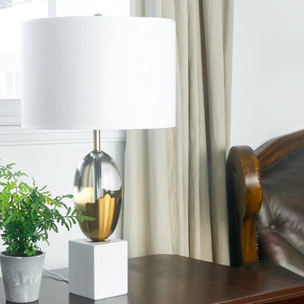 Fabric Crystal Marble Bedroom Table Lamp