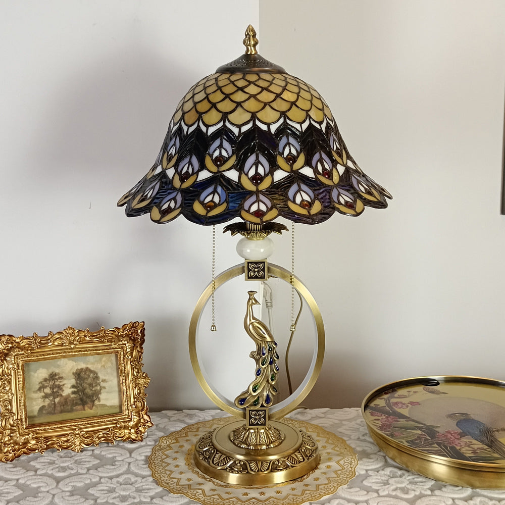 Copper Glass Dome Round Table Lamp