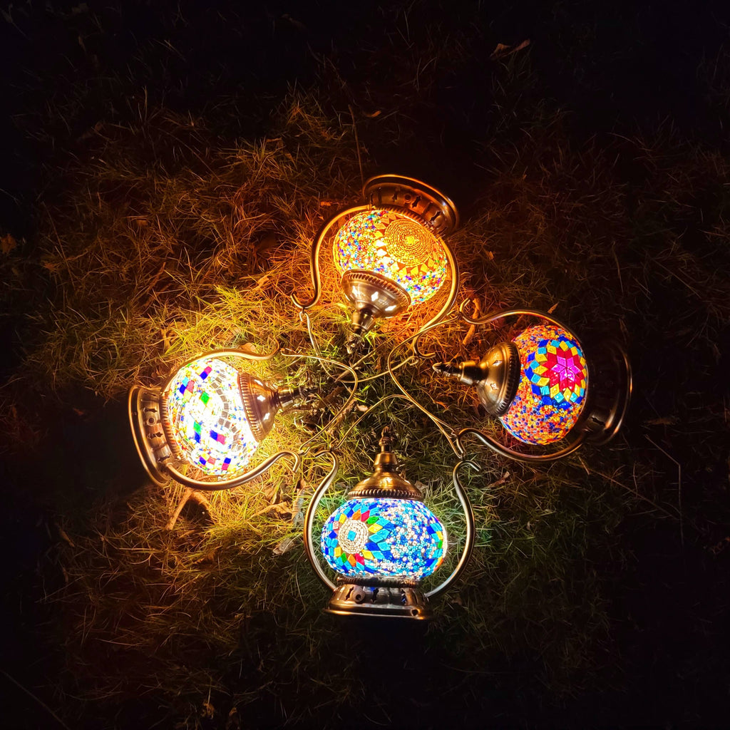 Moroccan Stained Glass Round Table Lamp