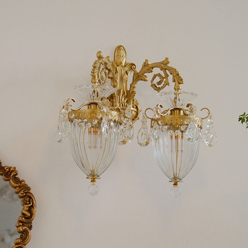 Court Lantern Brass Crystal Wall Lamp