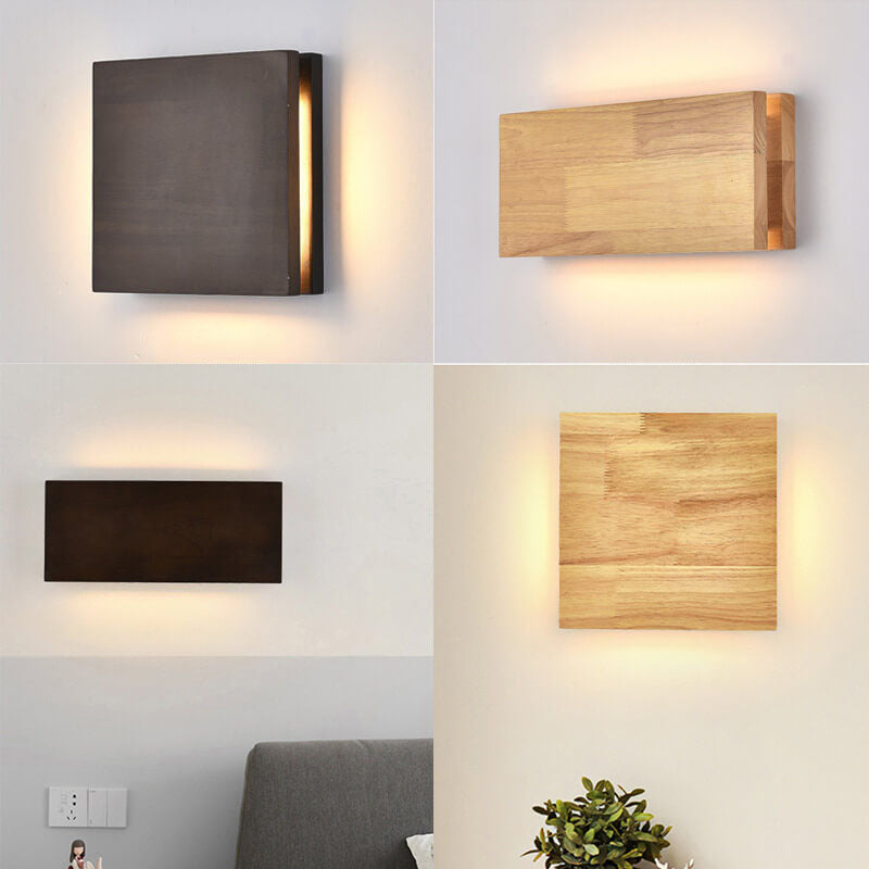 Log Wood Rectangular Wall Lamp