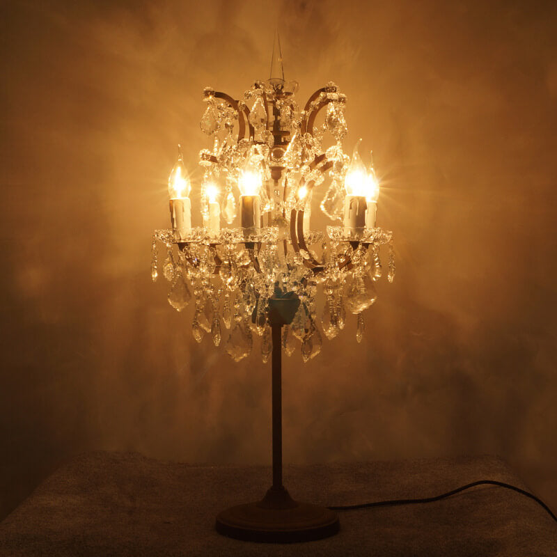 Crystal Candelabra Rust 6-Light Table Lamp