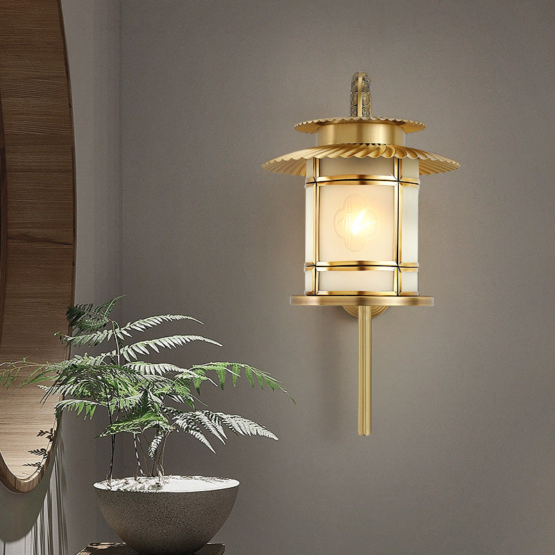 Copper Lantern Design Hallway Wall Lamp