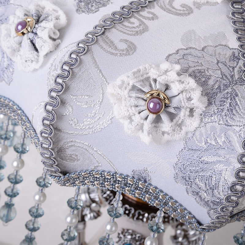 Round Floral Beaded Resin Table Lamp