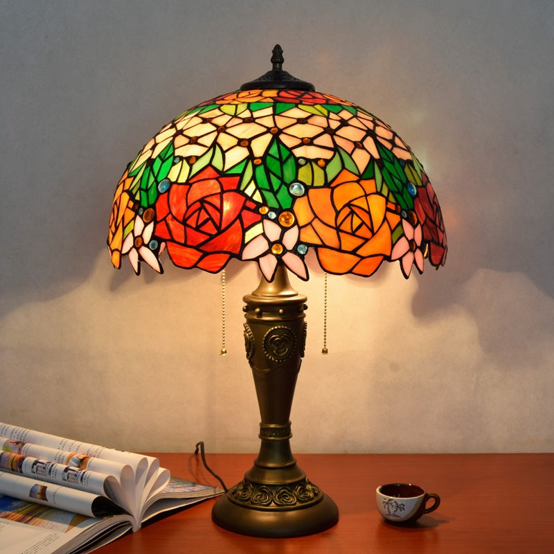 Rose Umbrella Resin Stained 2-Light Table Lamp