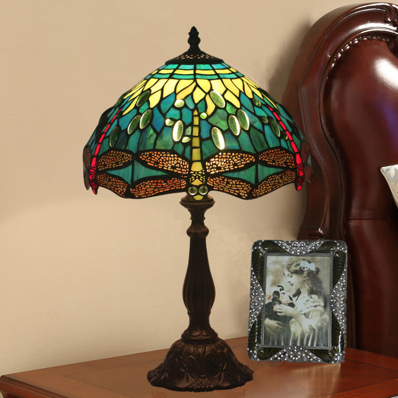 Stained Glass Animal Dragonfly Table Lamp