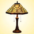 Hexagonal Vine Stained Glass 2-Light Table Lamp