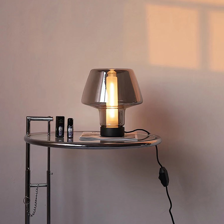 Round Glass Metal Bedroom Table Lamp