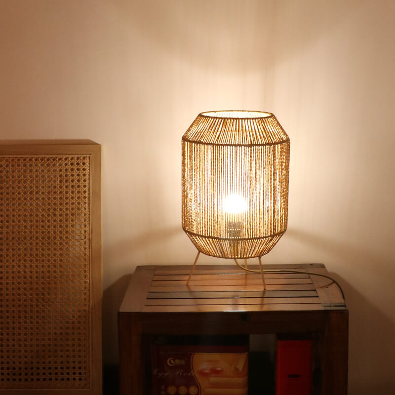 Hemp Rope Weaving Cage Table Lamp