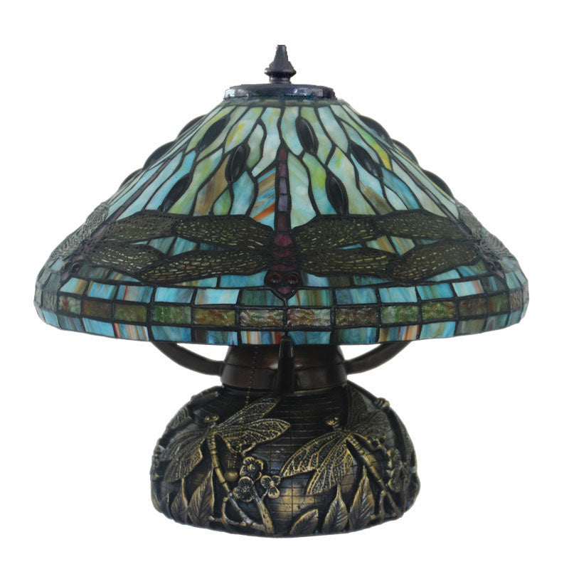 Dragonfly Stained Glass Copper 2-Light Table Lamp