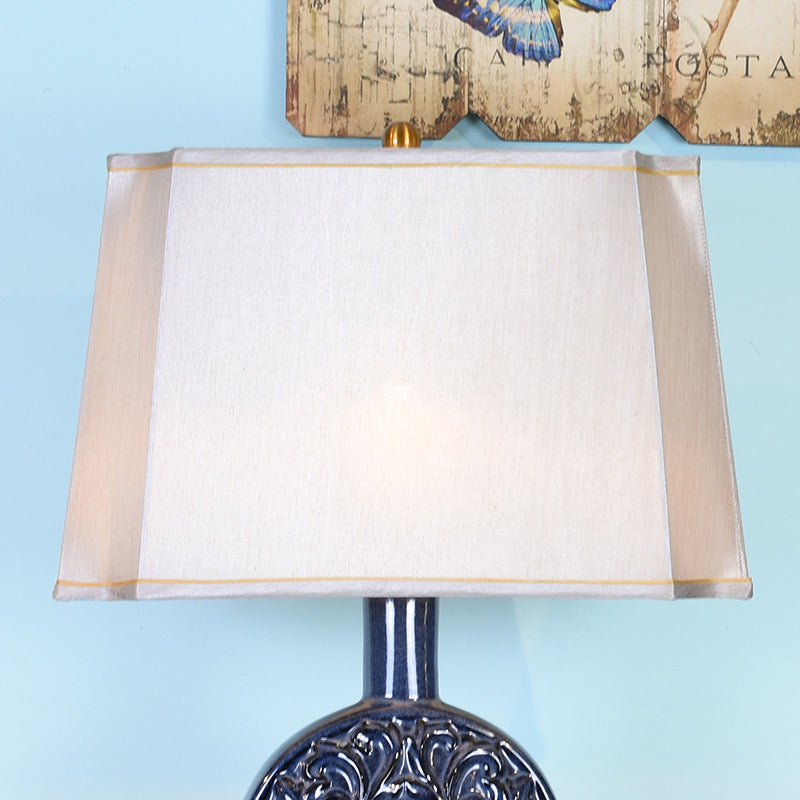 Oval Ceramic Fabric Lampshade Table Lamp