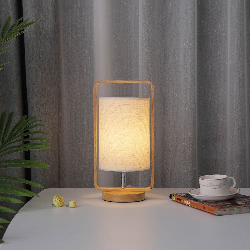 Wood Cloth Portable Night Table Lamp