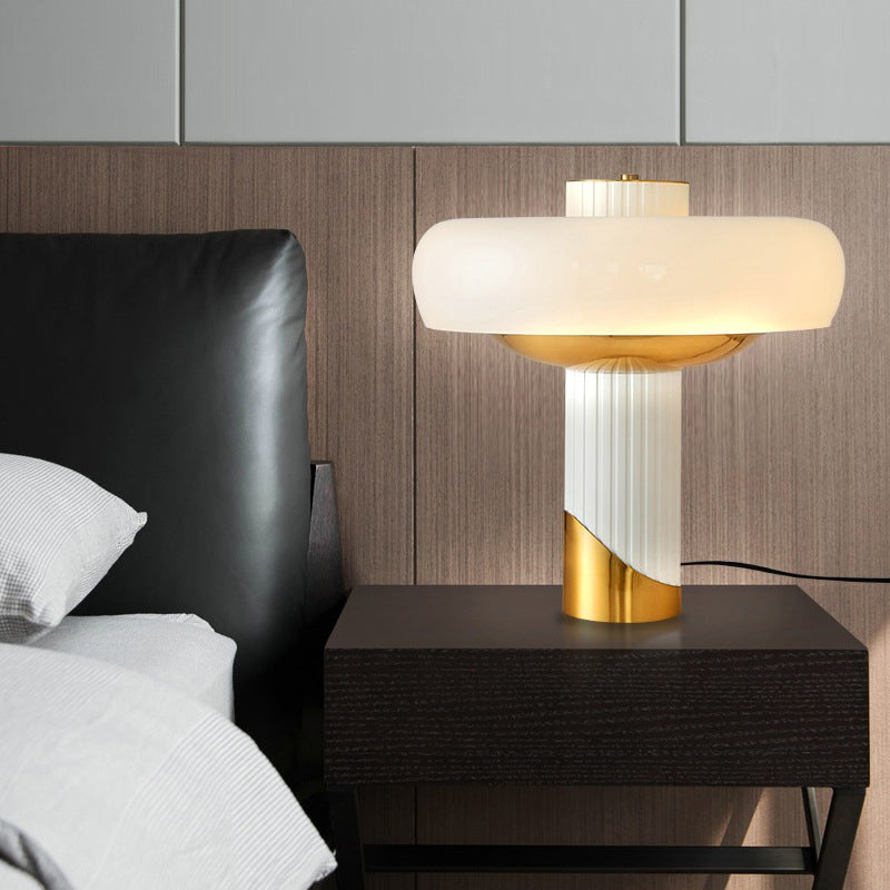 Round Cylinder Metal Glass 2-Light Table Lamp