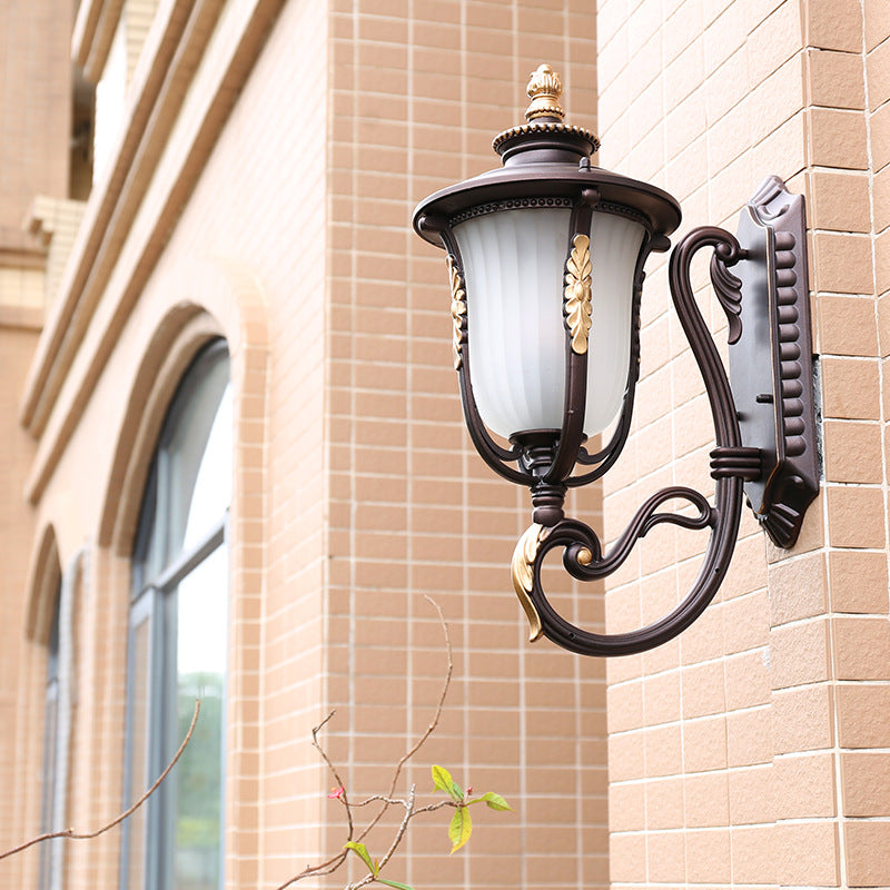 Coffee Gilded Aluminum Glass Outdoor Light