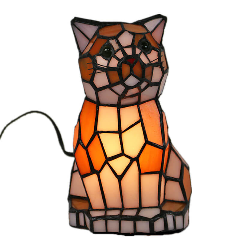 Cats Dogs Stained Glass Table Lamp