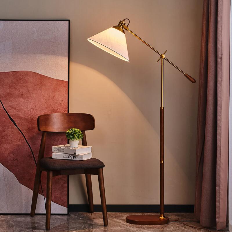 Traditional Vintage Fabric Cone Floor Lamp