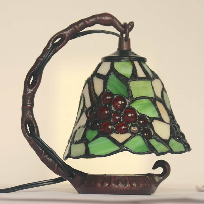 Grape Stained Glass Metal Table Lamp