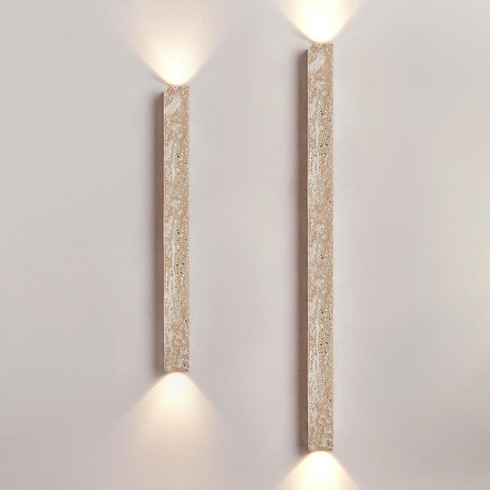 Long Strip Yellow Travertine 2-Light Wall Lamp