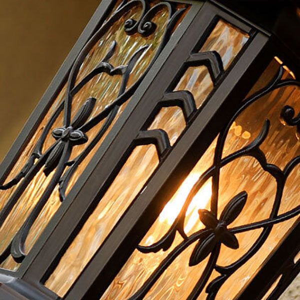 Carved Cage Aluminum Glass Outdoor Light