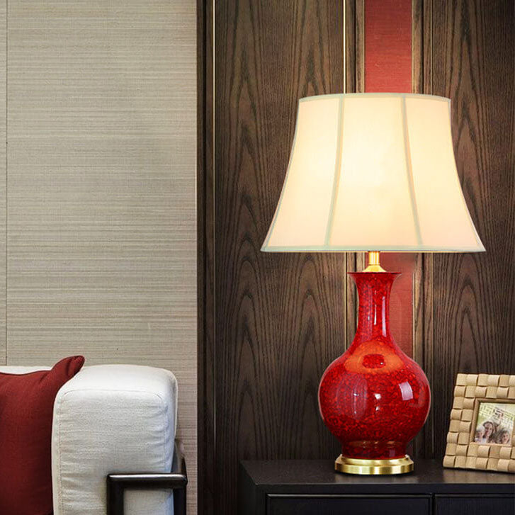 Flowing Glaze Ceramic Fabric Table Lamp