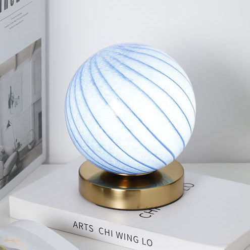 Glass Iron Ball Stripe Table Lamp