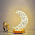 Acrylic Moon Star Wood Table Lamp
