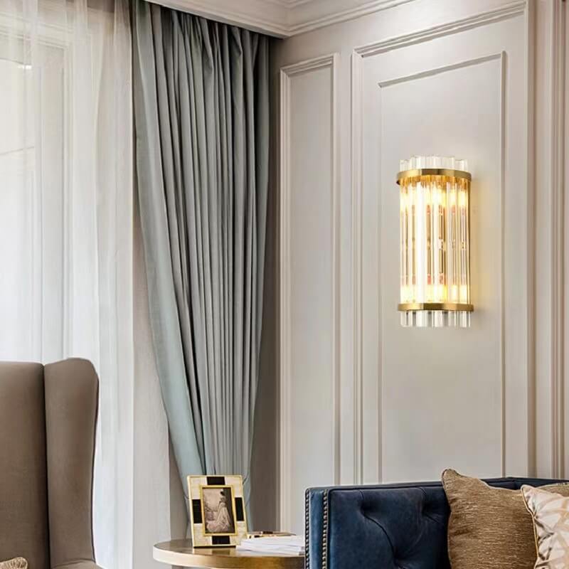 Crystal Plated Column 2-Light Wall Lamp