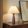Conical Floral Wood Fabric Table Lamp