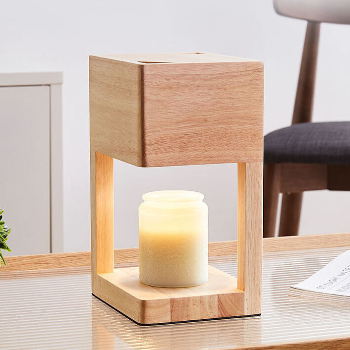 Minimal Rectangular Wooden Melting Table Lamp