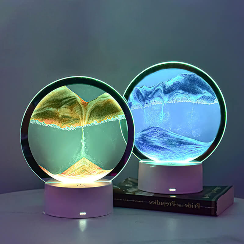 Round Hourglass Quicksand 3D Table Lamp