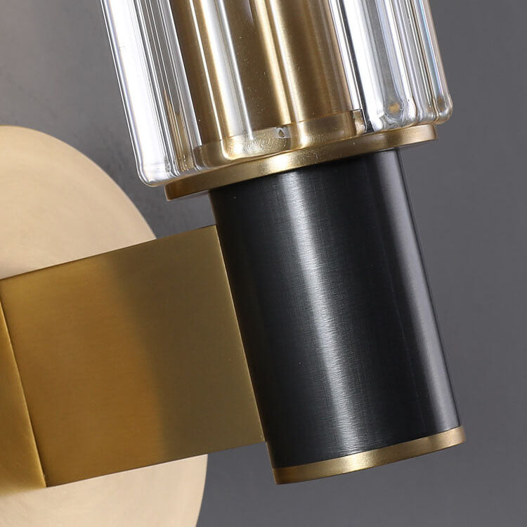 Minimal Brass Crystal Column Wall Lamp