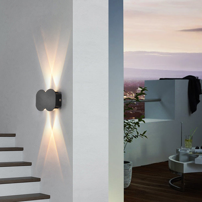 Round Geometric Up Down Outdoor Light